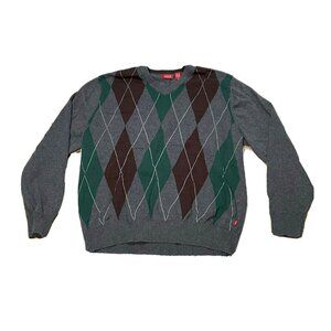 Izod v neck sweater mens large long sleeve 45FS449 gray